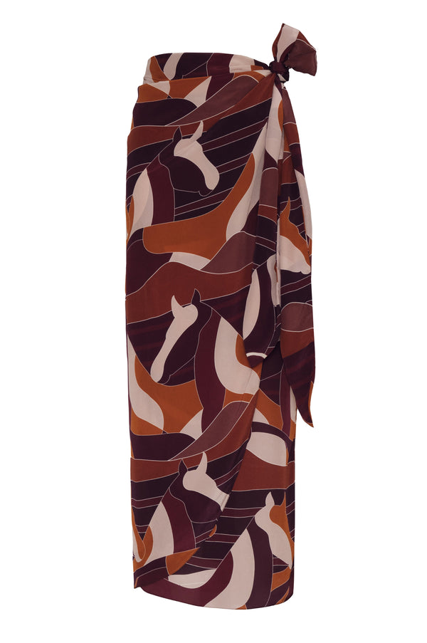 Mapara Crepe Chine Skirt / Purple Horses